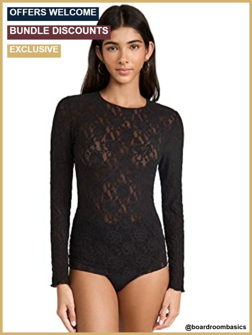 Hanky Panky Signature Lace Unlined Long Sleeve Top Blouse